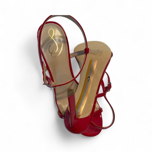 Sam Edelman Doran Heels Size 9 Ruby Red Patent Leather - Picture 9 of 16